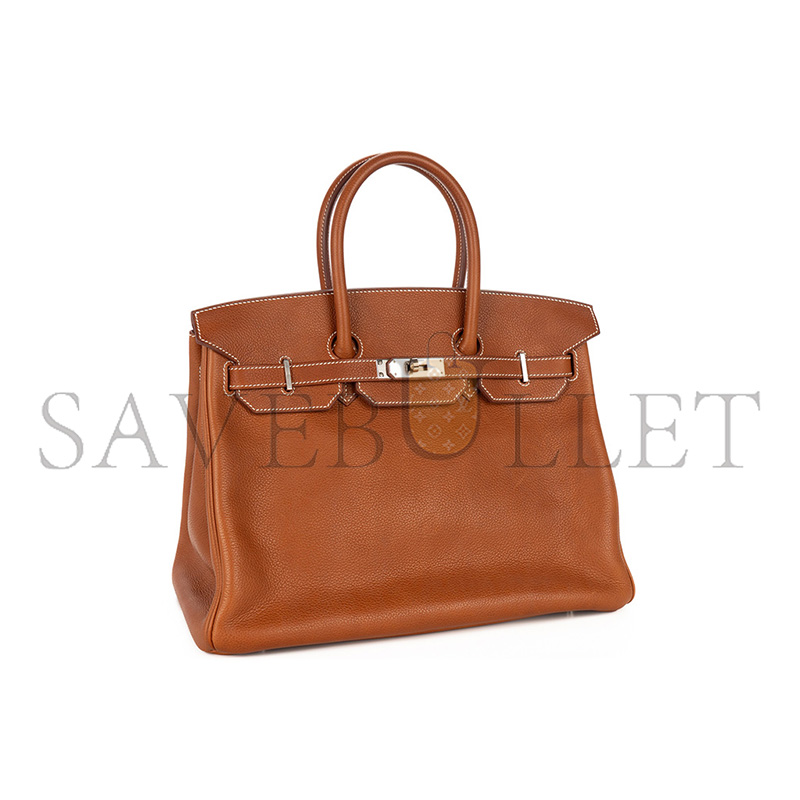 H**mes BIRKIN 35 FAUVE BARENIA SILVER HARDWARE (35*25*18cm)